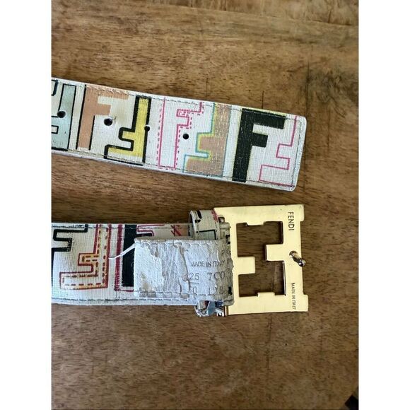 Vintage Fendi Multicolor FF Logo Leather Belt Made in Italy main image 8